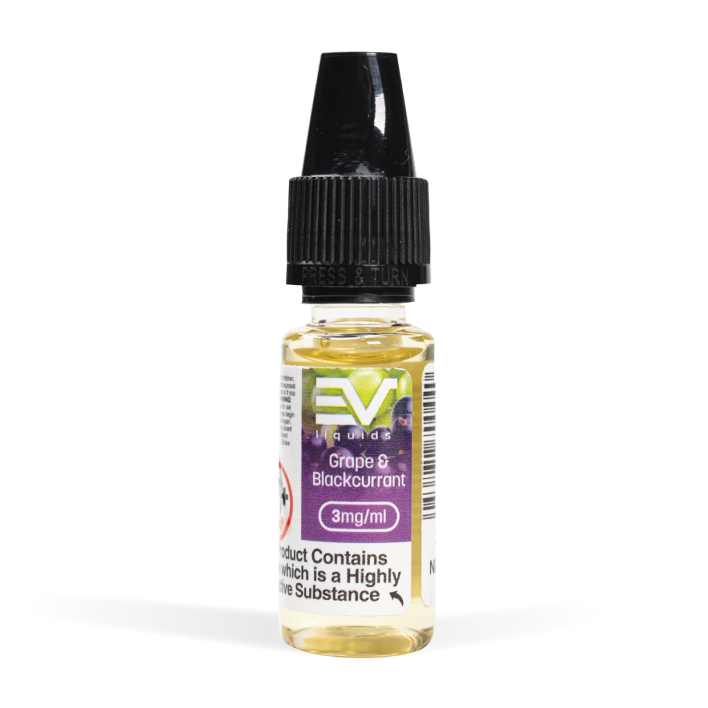 EV Grape & Blackcurrant E-Liquid 10ml on White Background