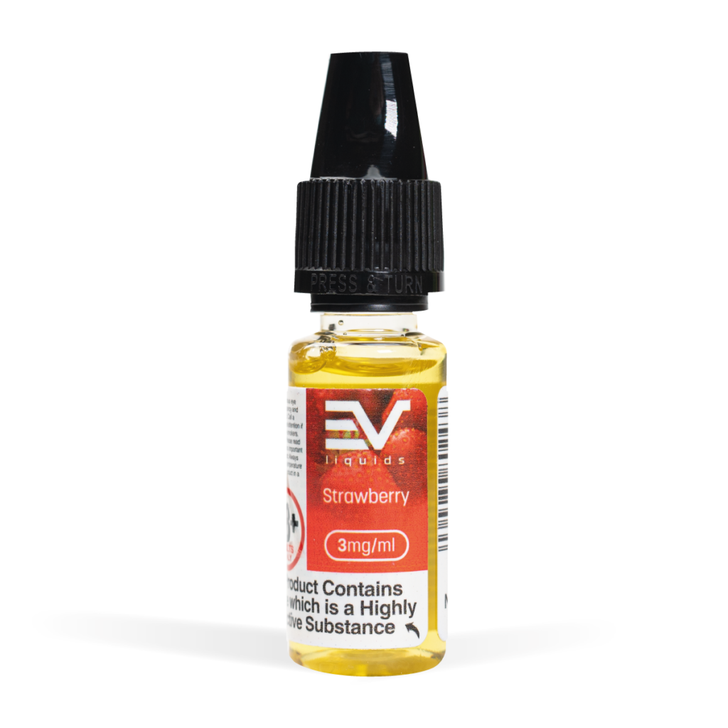 EV Strawberry E-Liquid 10ml on White Background