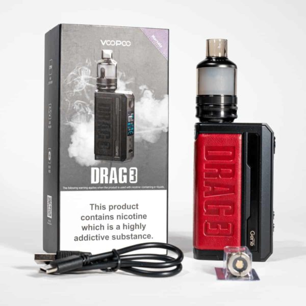 voopoo drag 3 vape mod with coil red