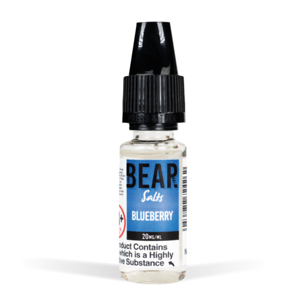 Bear Grizzly Nic Salts Range 20mg Blueberry White Background Studio Shot