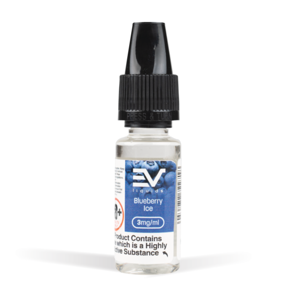 EV Blueberry Ice 10ml E-Liquid White Background Studio Shot