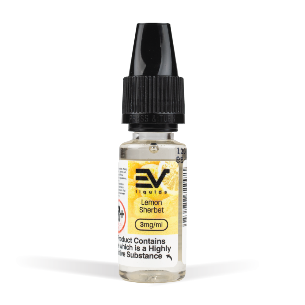 EV Lemon Sherbert E-Liquid 10ml White Background Studio Shot