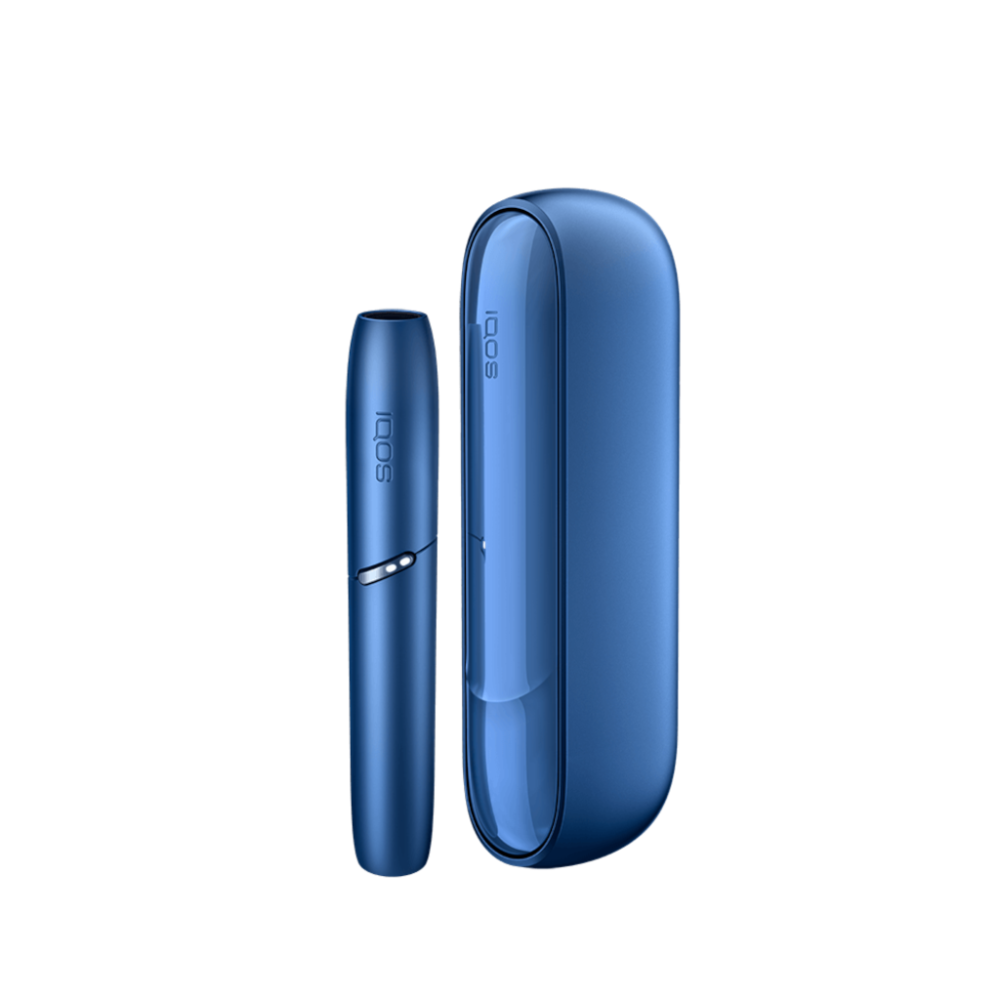 IQOS 3 Duo Heat Not Burn Holder & Pocket Charger On Side Blue