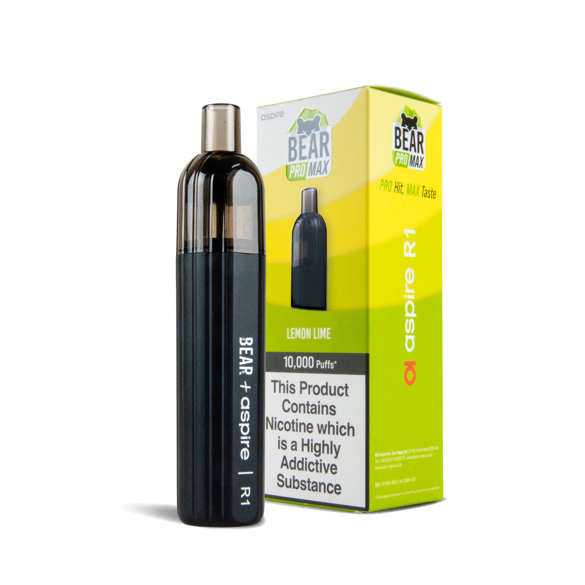 BEAR Pro MAX 10,000 puff refillable and rechargeable vape in Lemon Lime flavour