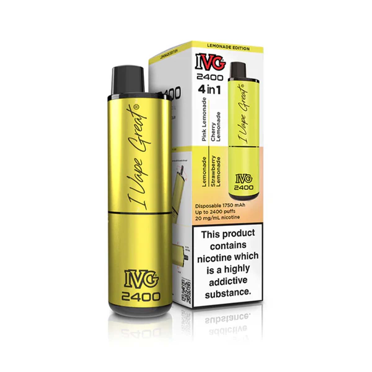 Lemonade Edition Flavour IVG 2400 Vape Pod Kit UK Compliant - Bulk 5 Pack