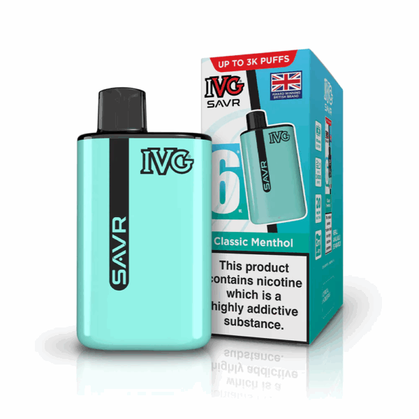 Classic Menthol Flavour IVG Savr 3000 Vape Pod Kit UK Compliant - Bulk 5 Pack