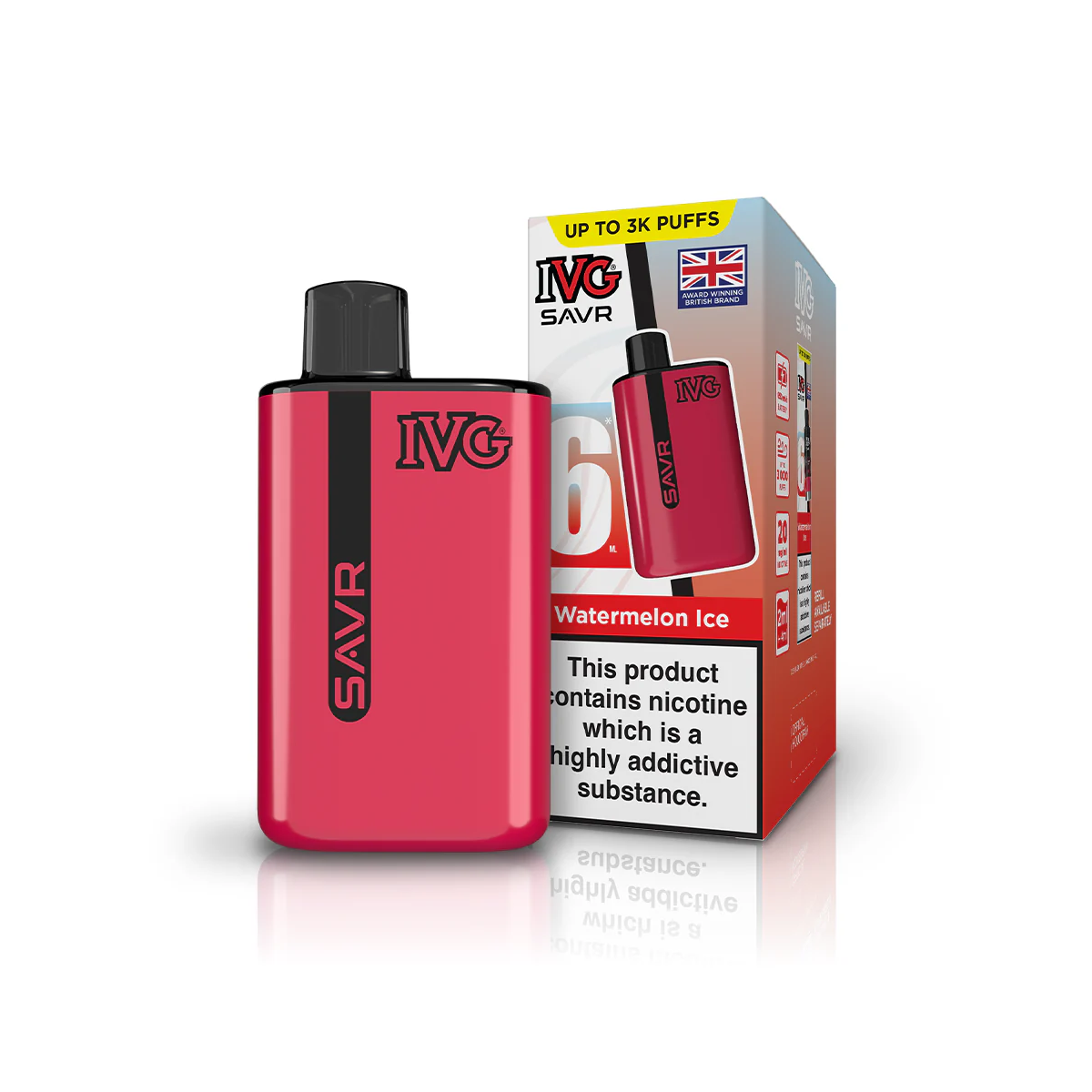 Watermelon Ice Flavour IVG Savr 3000 Vape Pod Kit UK Compliant - Bulk 5 Pack
